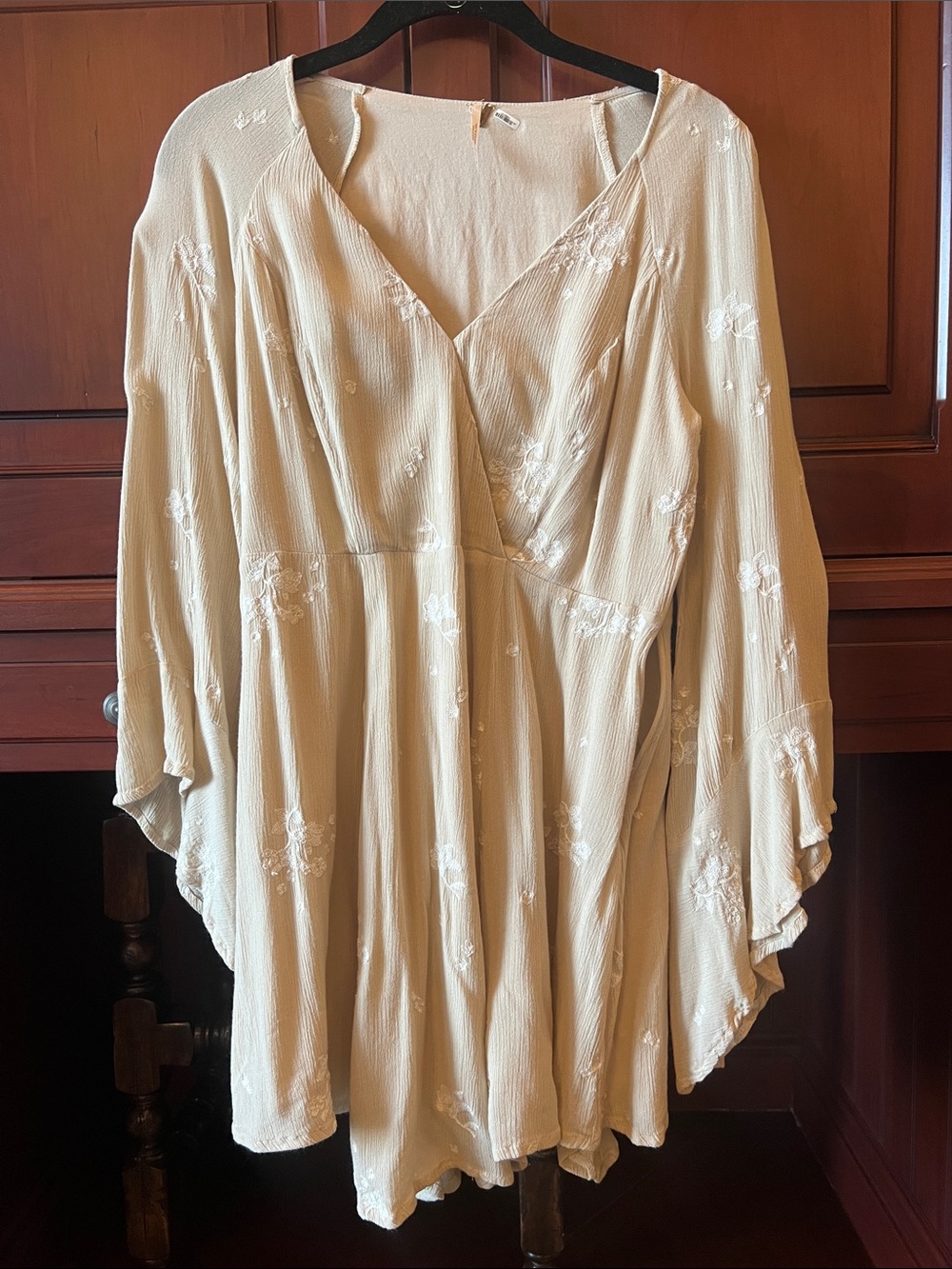 FREE PEOPLE Jasmine floral embroidered flare sleeve mini dress